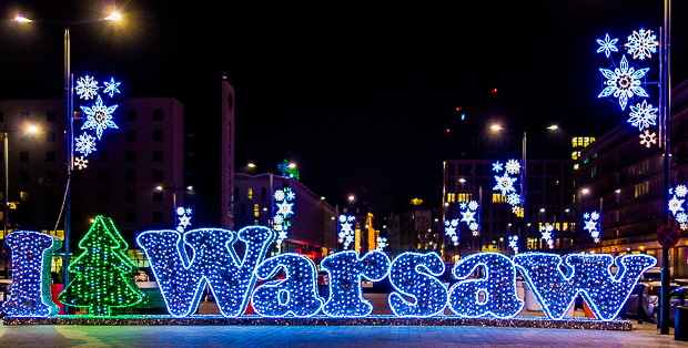 I Warsaw Weihnachtsbeleuchtung